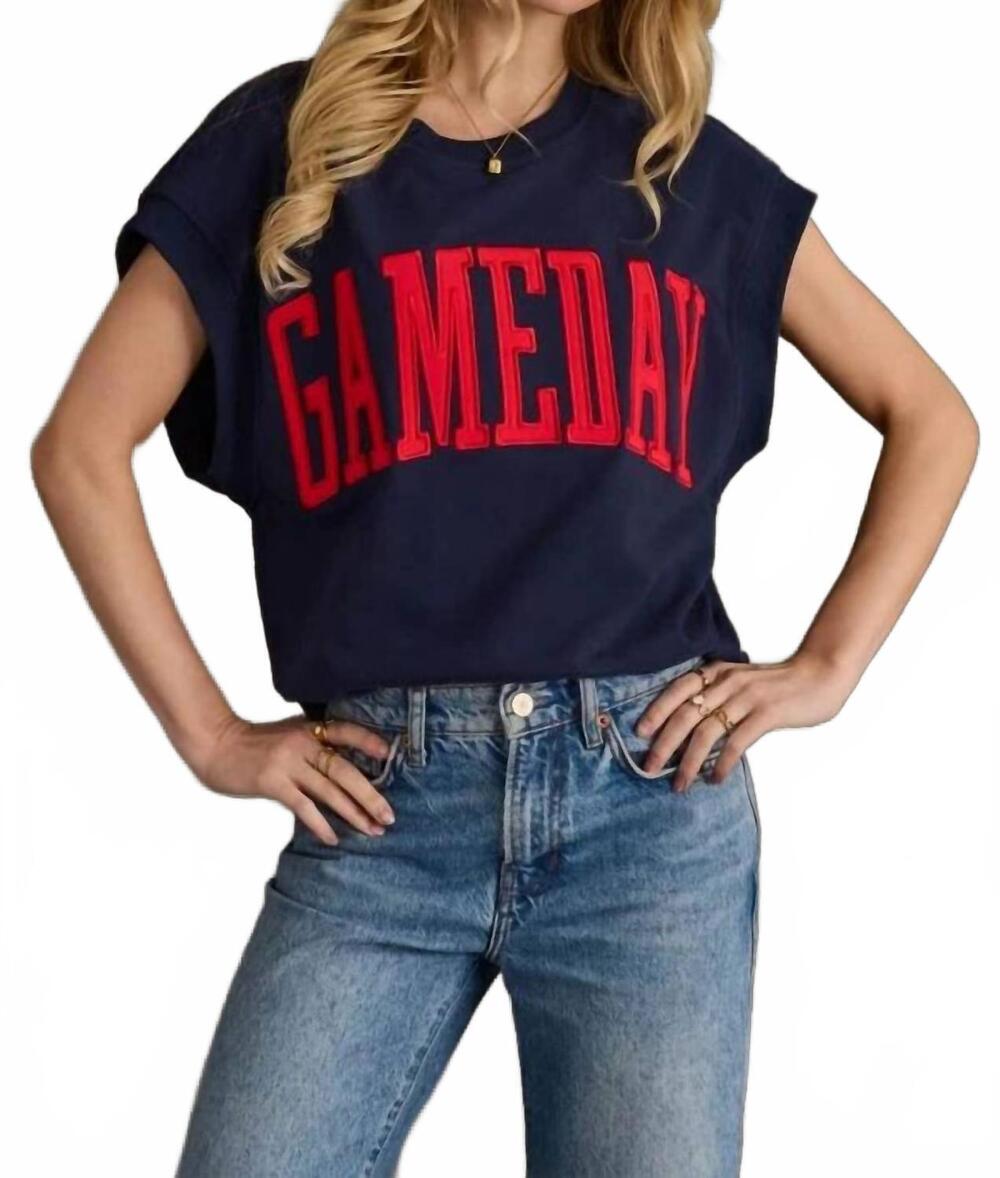 NEW SORELLE gameday terry vest top in navy